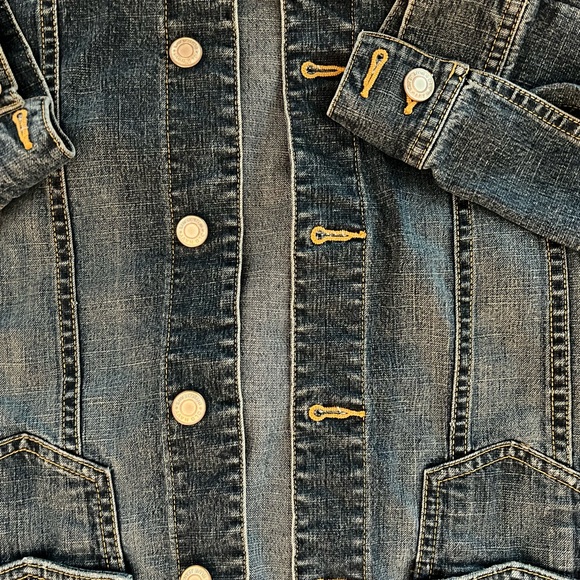 Old Navy Medium Dark Wash Jean Jacket Front Chest Pockets Silver Buttons Sz M/L - Picture 5 of 6